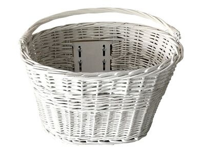 Reece Cycles Wicker Basket 16" White Quick Release with Bracket