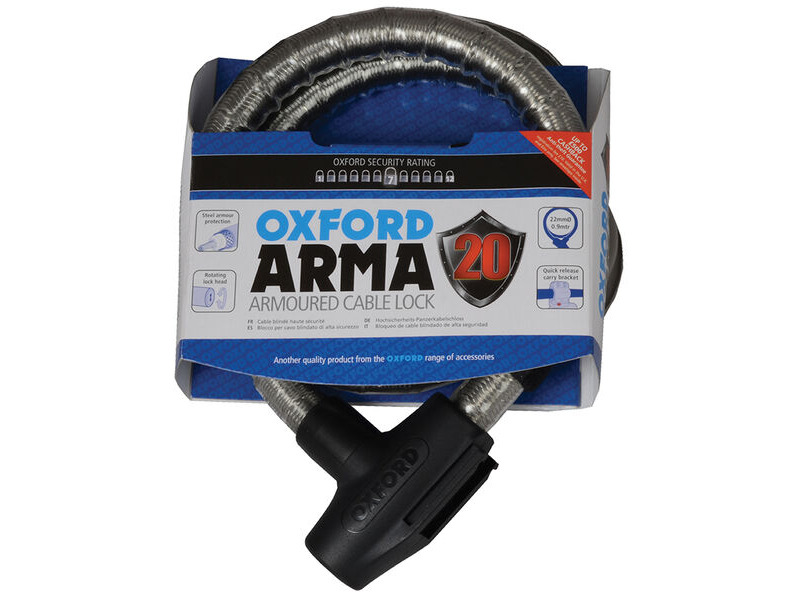 Oxford Arma20 Armoured Cable Lock 0.9m - Clear click to zoom image